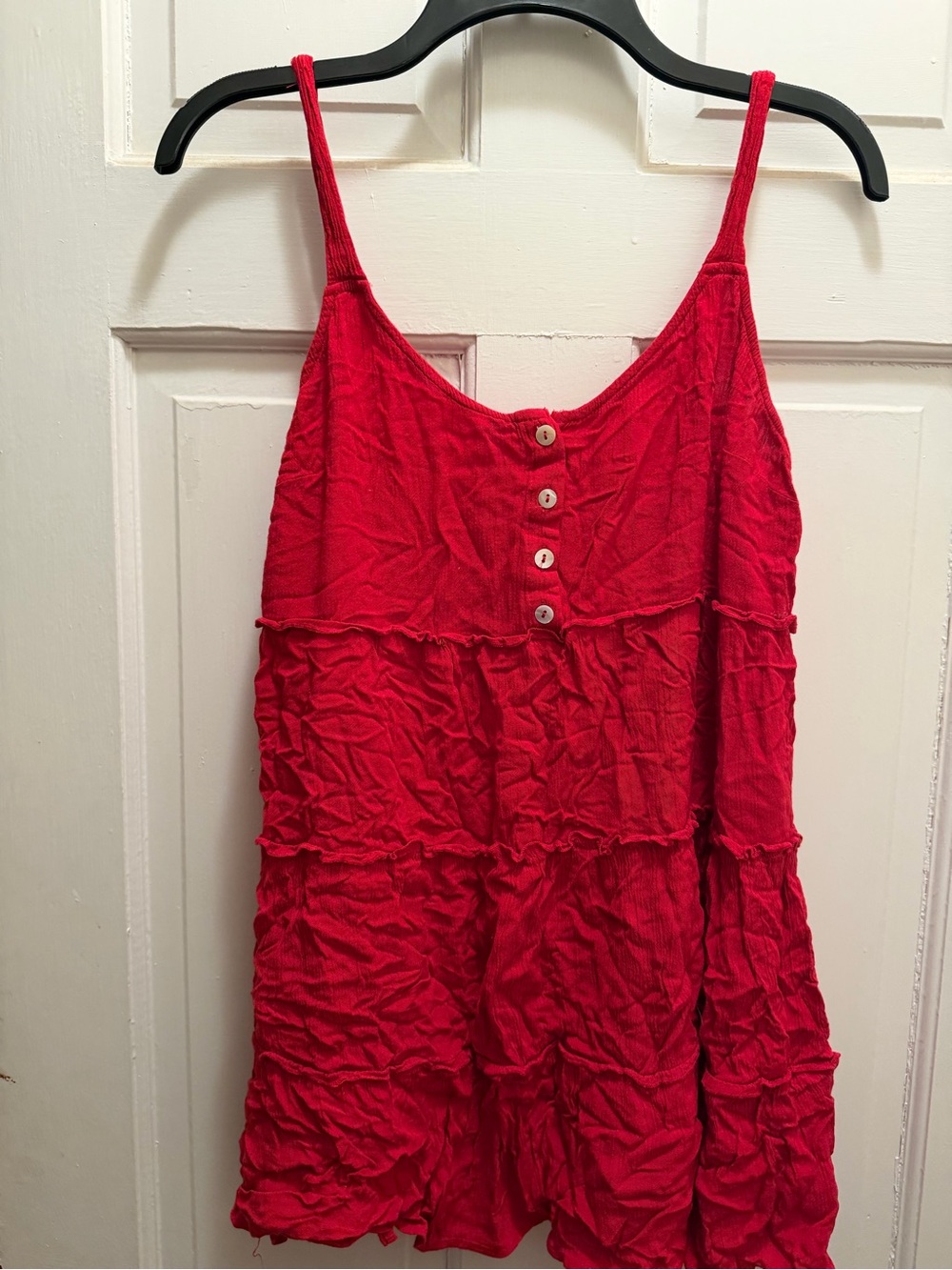 Planet Gold Red Ruffled Tank Top